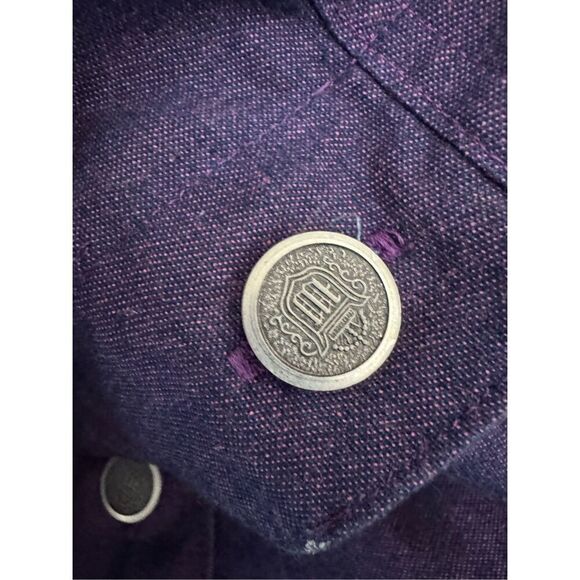 Purple metallic women’s vintage 90s button up blazer pleated midi skirt set M - Picture 6 of 8